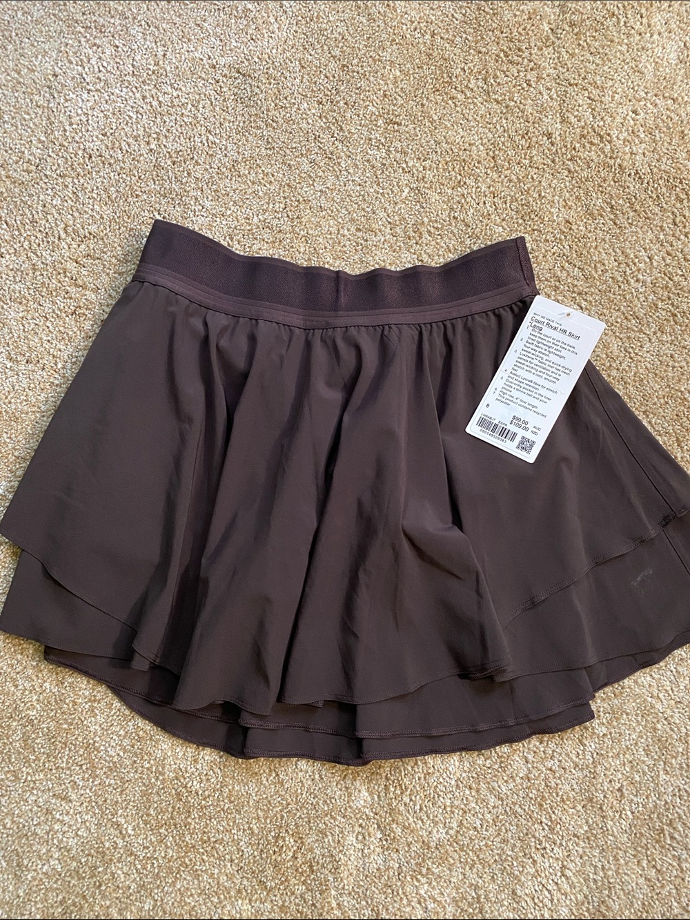 NWT Lululemon Court Rival HR Skirt Long - Espresso